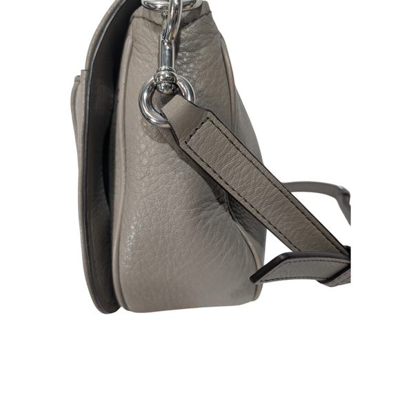 Marc Jacobs Empire City Pebbled Leather Shimmer Crossbody Bag Taupe Silver - Picture 8 of 11